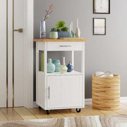 sobaniilowholesale Rolling Kitchen Island With Solid Wood Top #color_white