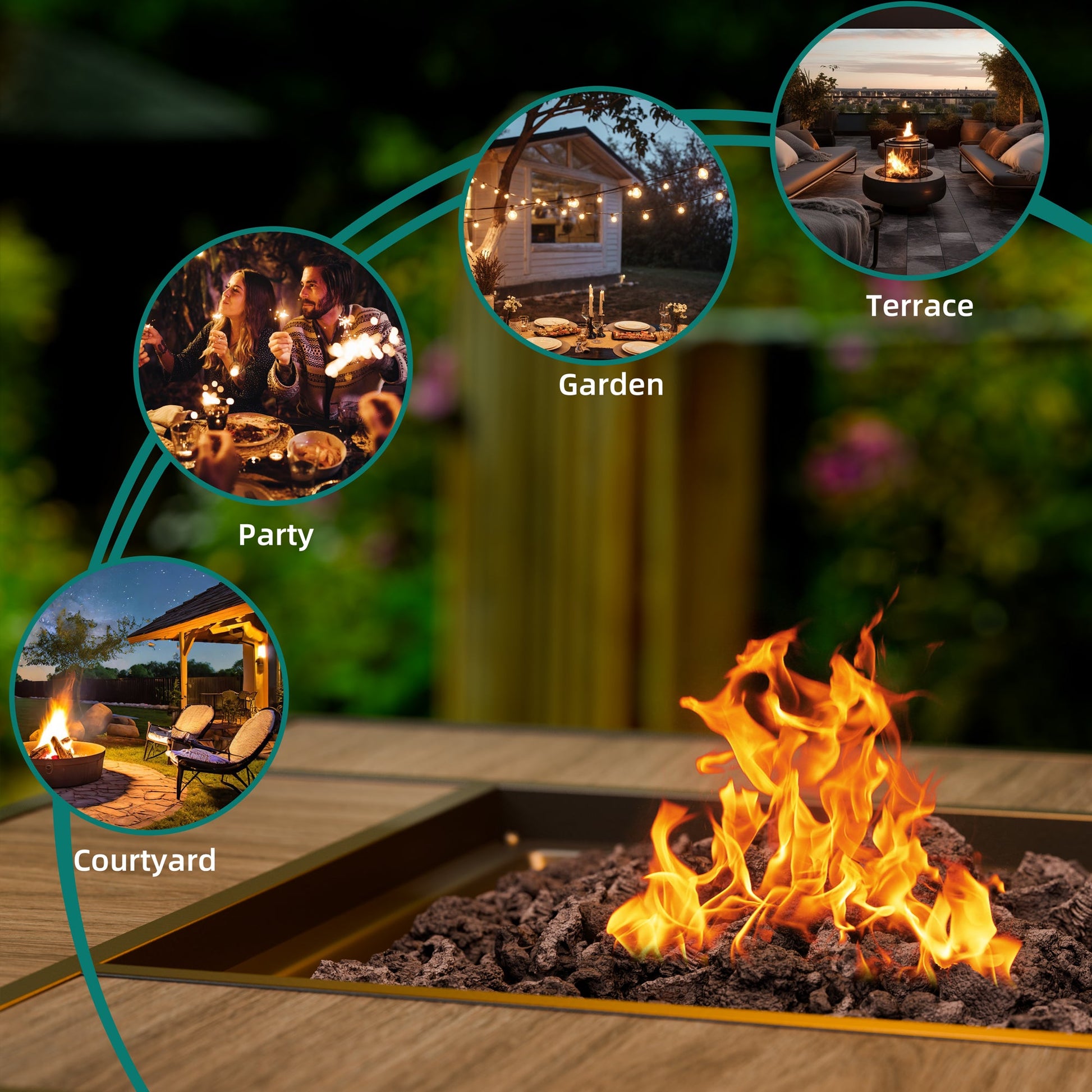 sobaniilowholesale 28" Propane Gas Fire Pit Table 50,000 BTU Square Outdoor Wicker (7436201689264)