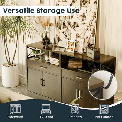sobaniilowholesale Kitchen Buffet Sideboard Cabinet with Adjustable Shelf,Wooden Storage Cabinet with 2 Doors and 1 Drawers¡ê?Modern Farmhouse Coffee Bar Cabinet with Storage for Kitchen/Living Room (7612660711600)