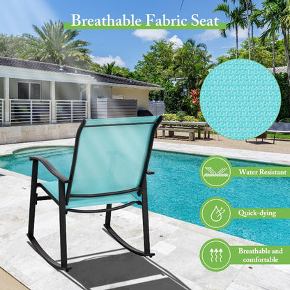 sobaniilowholesale Patio Furniture 3 Pieces Textilene Outdoor Bistro Rocking Chair Set