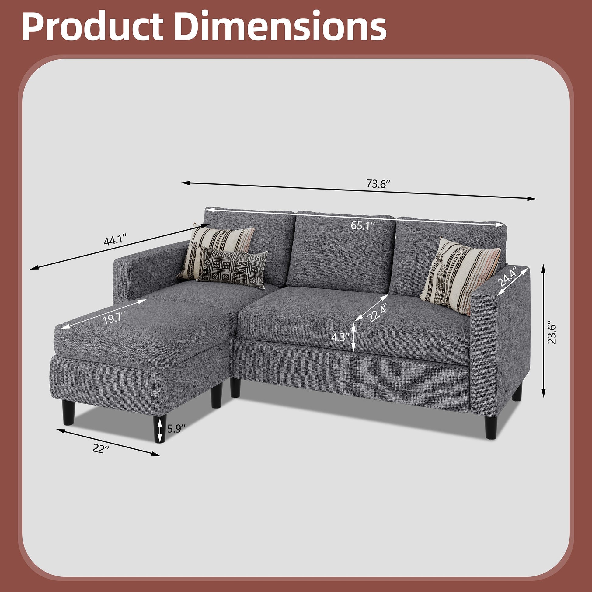 sobaniilowholesale 3-Seat L Shaped Sectional Sofa Couch with Modern Linen Fabric for Small Space (7415494770864)