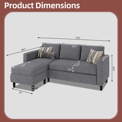 sobaniilowholesale 3-Seat L Shaped Sectional Sofa Couch with Modern Linen Fabric for Small Space (7415494770864)
