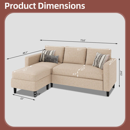 sobaniilowholesale 3-Seat L Shaped Sectional Sofa Couch with Modern Linen Fabric for Small Space (7415494770864)