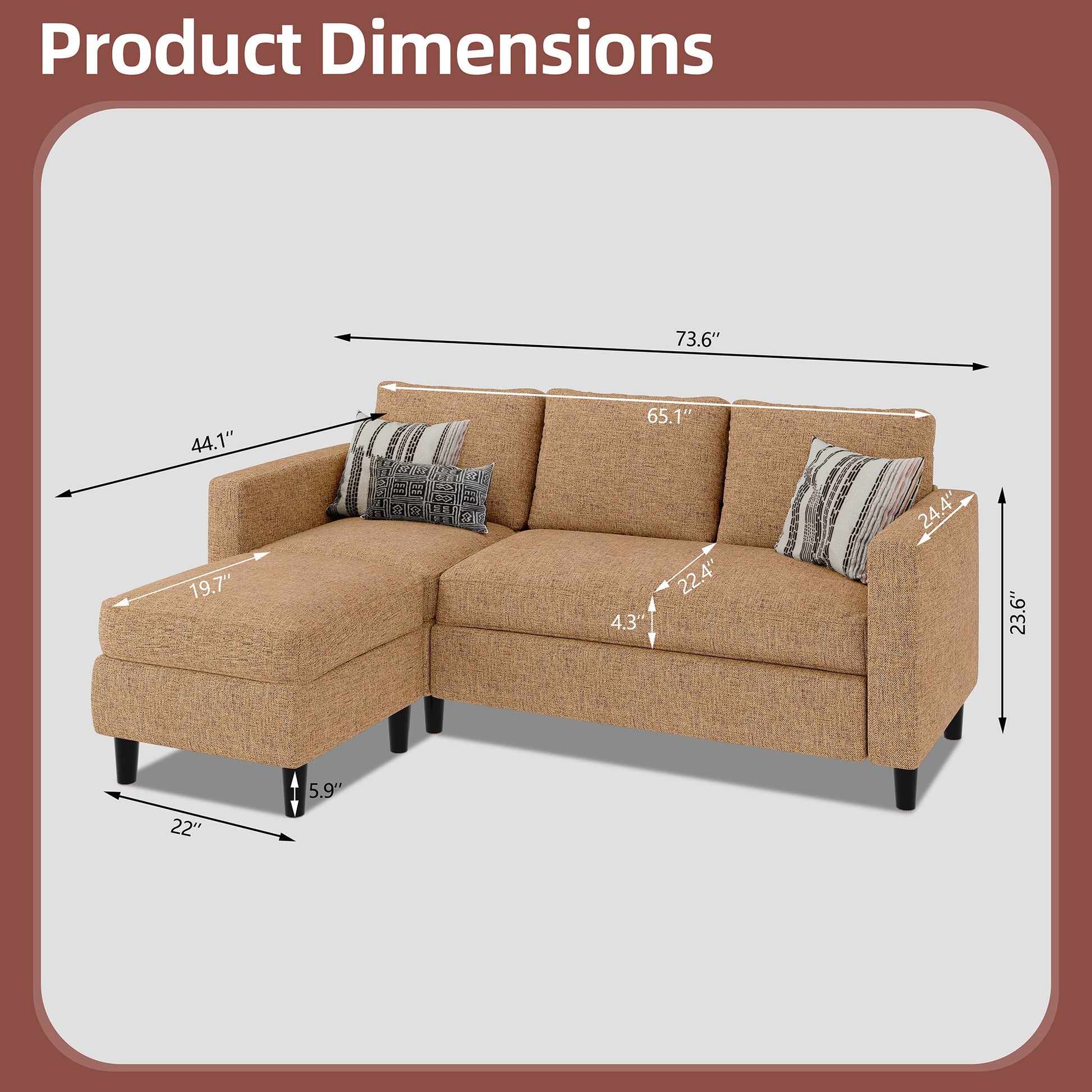 sobaniilowholesale 3-Seat L Shaped Sectional Sofa Couch with Modern Linen Fabric for Small Space (7415494770864)