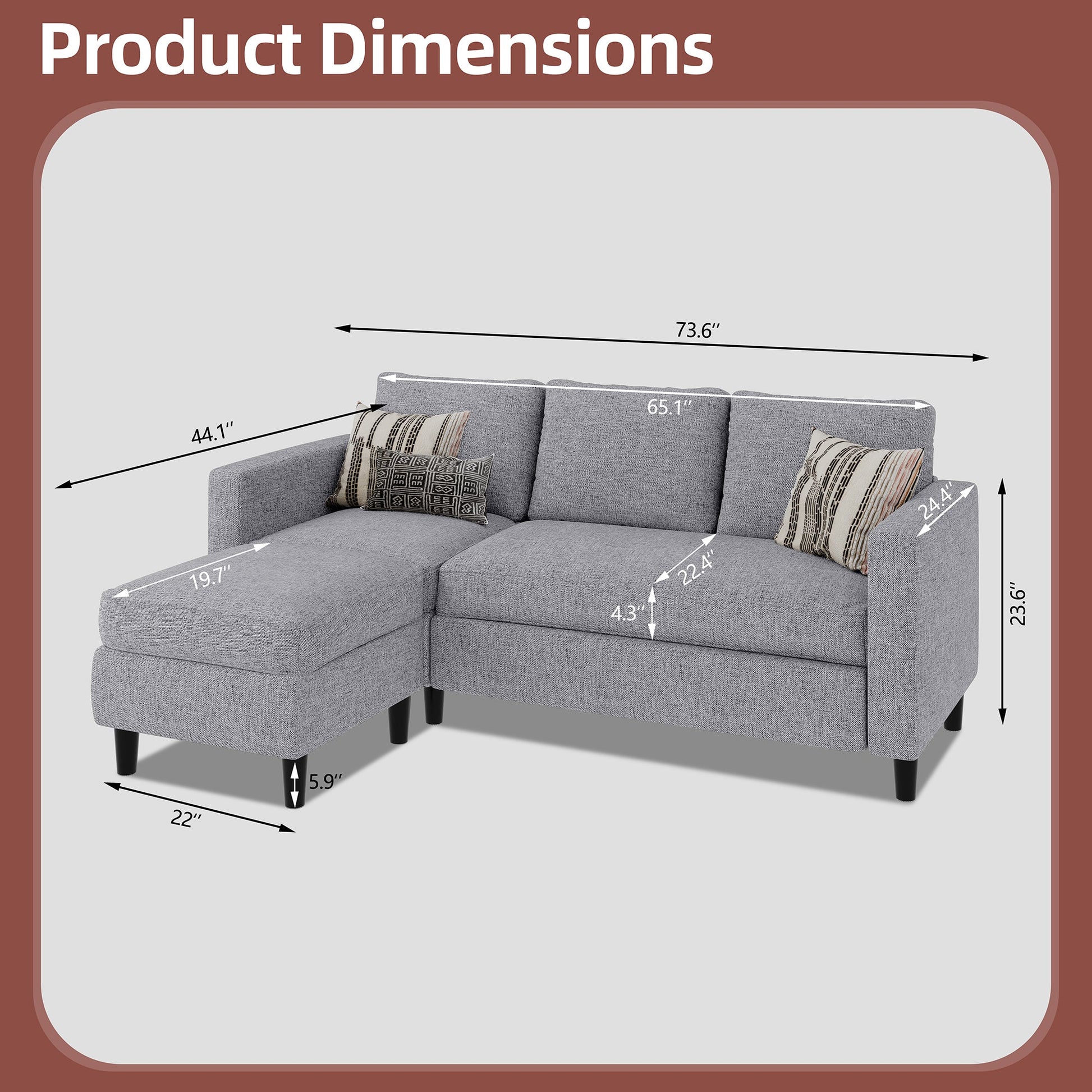 sobaniilowholesale 3-Seat L Shaped Sectional Sofa Couch with Modern Linen Fabric for Small Space (7415494770864)