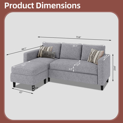 sobaniilowholesale 3-Seat L Shaped Sectional Sofa Couch with Modern Linen Fabric for Small Space (7415494770864)