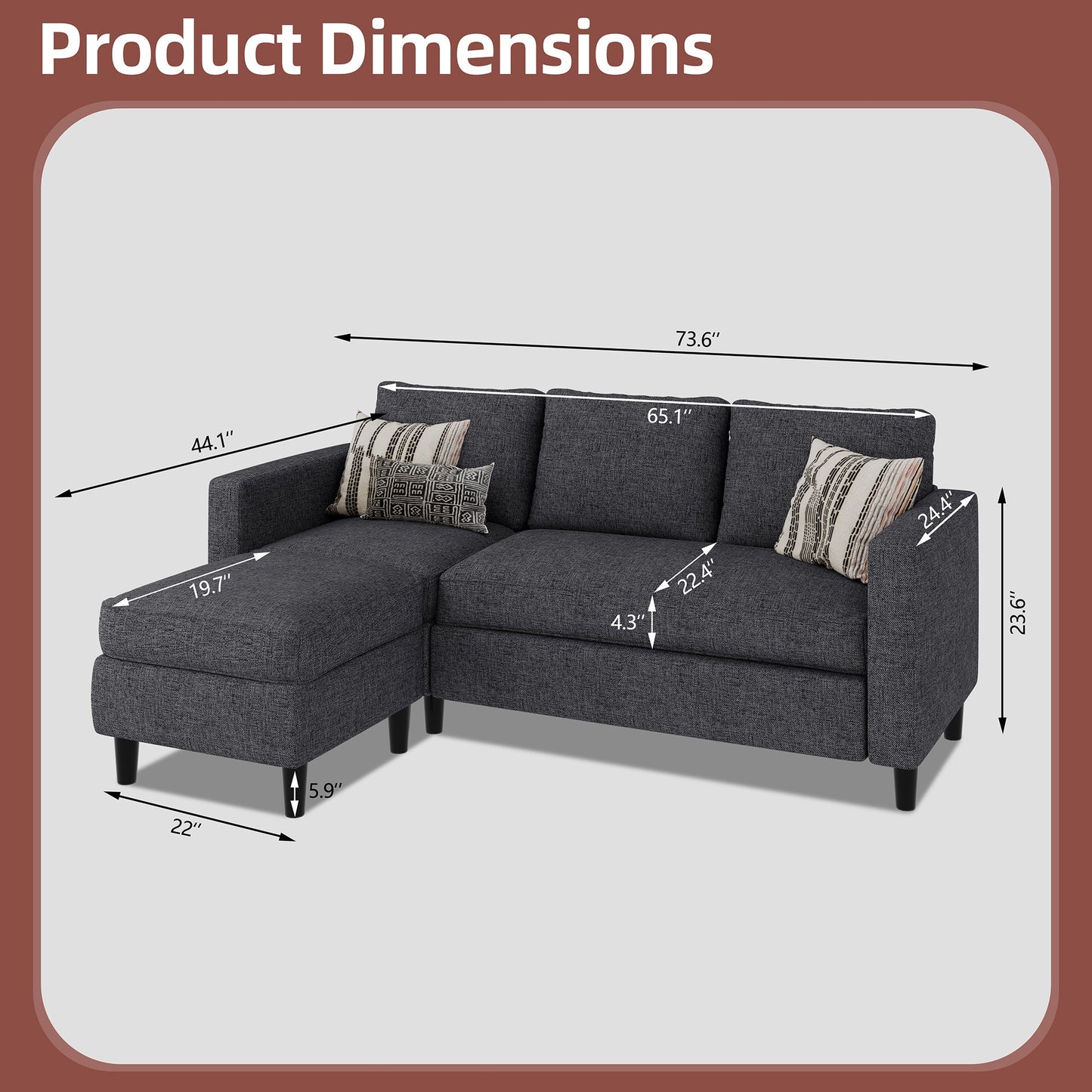 sobaniilowholesale 3-Seat L Shaped Sectional Sofa Couch with Modern Linen Fabric for Small Space (7415494770864)