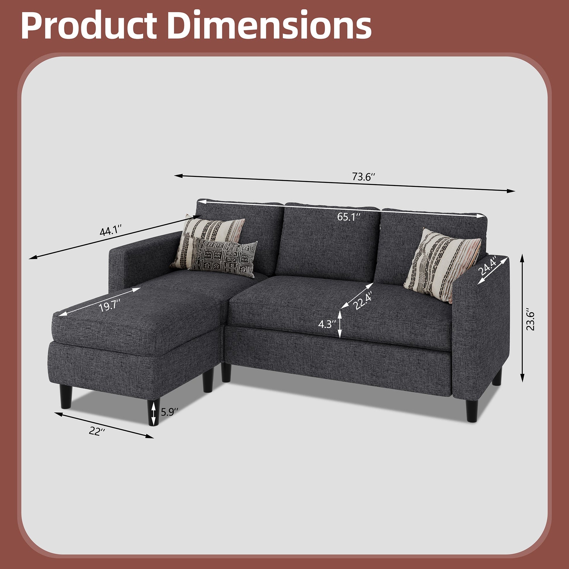 sobaniilowholesale 3-Seat L Shaped Sectional Sofa Couch with Modern Linen Fabric for Small Space (7415494770864)