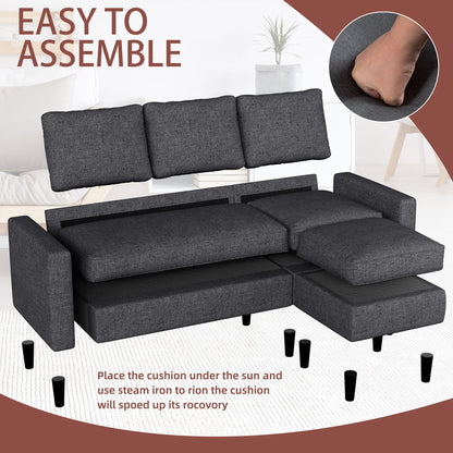 sobaniilowholesale 3-Seat L Shaped Sectional Sofa Couch with Modern Linen Fabric for Small Space (7415494770864)