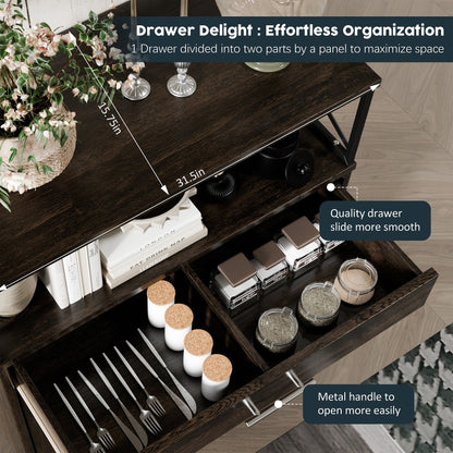 sobaniilowholesale Kitchen Buffet Sideboard Cabinet with Adjustable Shelf,Wooden Storage Cabinet with 2 Doors and 1 Drawers¡ê?Modern Farmhouse Coffee Bar Cabinet with Storage for Kitchen/Living Room (7612660711600)