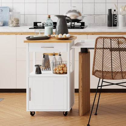 sobaniilowholesale Rolling Kitchen Island With Solid Wood Top #color_white
