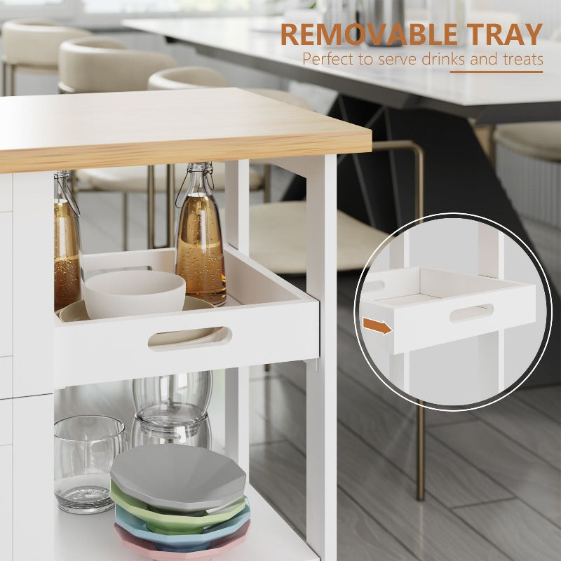 sobaniilowholesale 26.57???¡¥ Rolling Kitchen Island Storage & Bar Cart with Solid Wood Top#color_white (7278481932464)