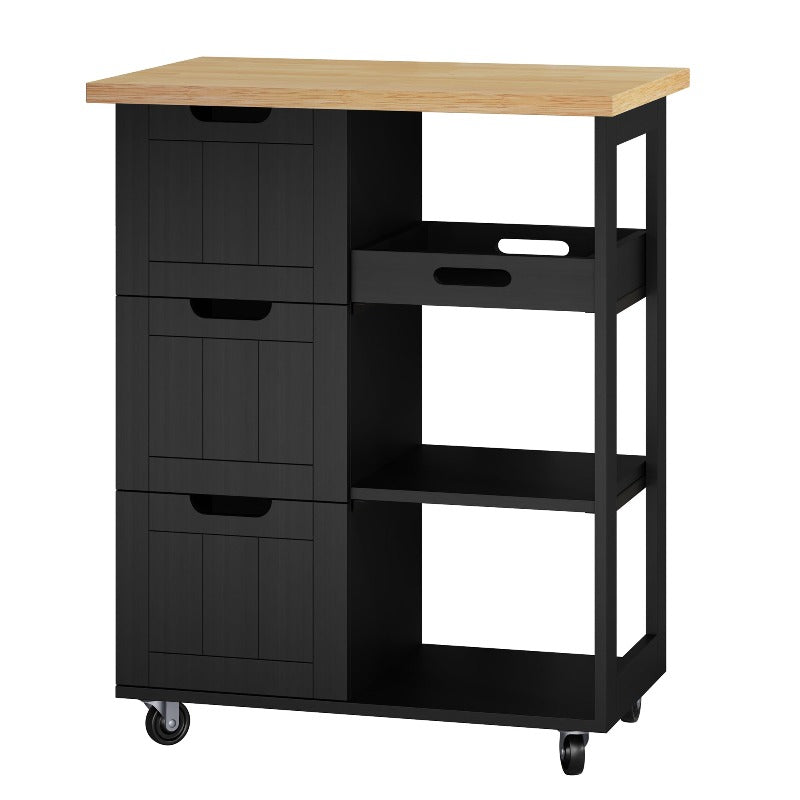 sobaniilowholesale 26.57???¡¥ Rolling Kitchen Island Storage & Bar Cart with Solid Wood Top#color_black (7278481932464)