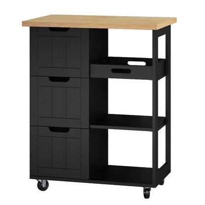 sobaniilowholesale 26.57???¡¥ Rolling Kitchen Island Storage & Bar Cart with Solid Wood Top#color_black (7278481932464)