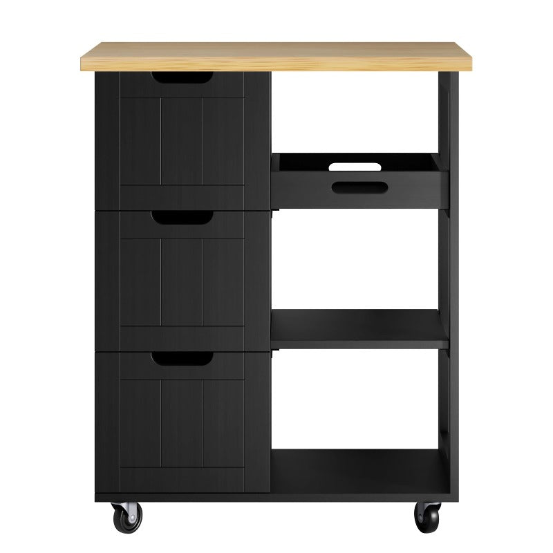 sobaniilowholesale 26.57???¡¥ Rolling Kitchen Island Storage & Bar Cart with Solid Wood Top#color_black (7278481932464)