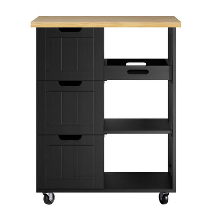 sobaniilowholesale 26.57???¡¥ Rolling Kitchen Island Storage & Bar Cart with Solid Wood Top#color_black (7278481932464)
