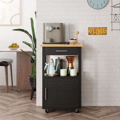 sobaniilowholesale Rolling Kitchen Island With Solid Wood Top #color_black