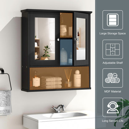 sobaniilowholesale Bathroom Medicine Cabinet with Mirror, 2 Doors 3 Open Shelf