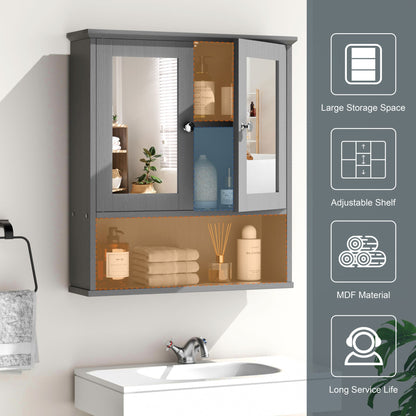 sobaniilowholesale Bathroom Medicine Cabinet with Mirror, 2 Doors 3 Open Shelf