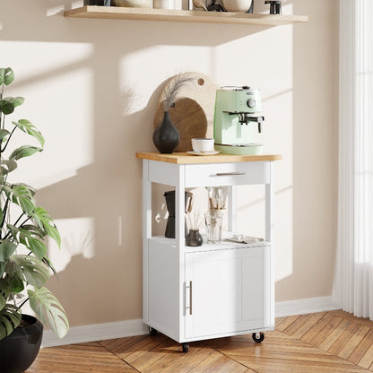 sobaniilowholesale Rolling Kitchen Island With Solid Wood Top #color_white