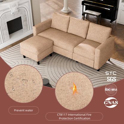 sobaniilowholesale 3-Seat L Shaped Sectional Sofa Couch with Modern Linen Fabric for Small Space (7415494770864)