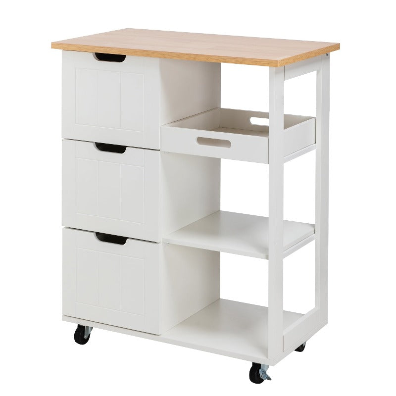sobaniilowholesale 26.57???¡¥ Rolling Kitchen Island Storage & Bar Cart with Solid Wood Top#color_white (7278481932464)