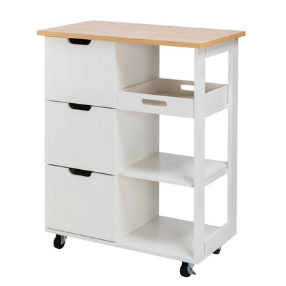 sobaniilowholesale 26.57???¡¥ Rolling Kitchen Island Storage & Bar Cart with Solid Wood Top#color_white (7278481932464)