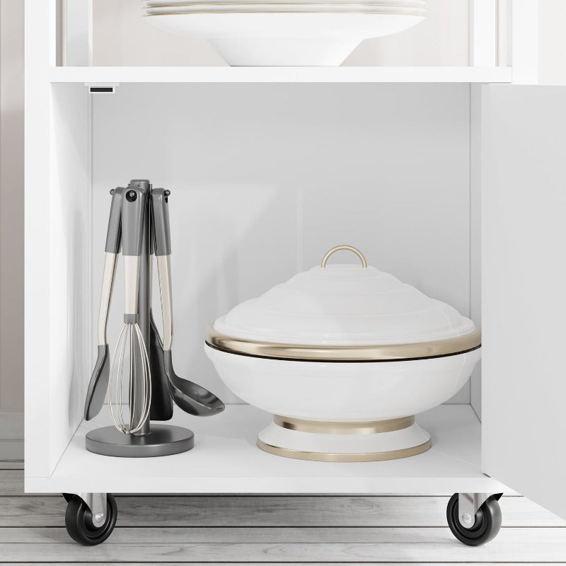 sobaniilowholesale Rolling Kitchen Island With Solid Wood Top #color_white