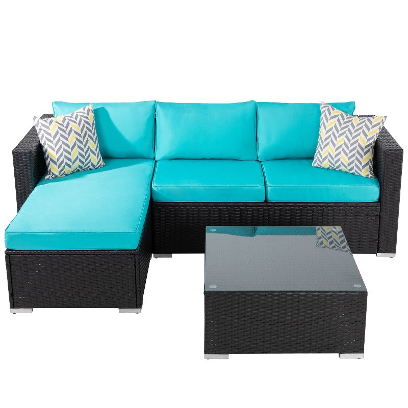 sobaniilowholesale Patio Furniture 3 Pieces Outdoor Sectional Sofa Set With Chaise, Black Wicker#color_blue