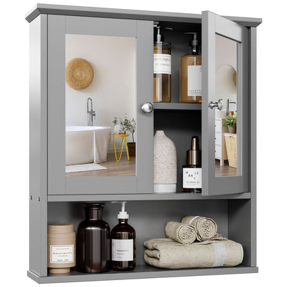 sobaniilowholesale Bathroom Medicine Cabinet with Mirror, 2 Doors 3 Open Shelf