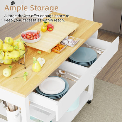 sobaniilowholesale 40???¡¥ Kitchen Island Storage & Bar Cart with Solid Wood Top#color_white (7278481473712)